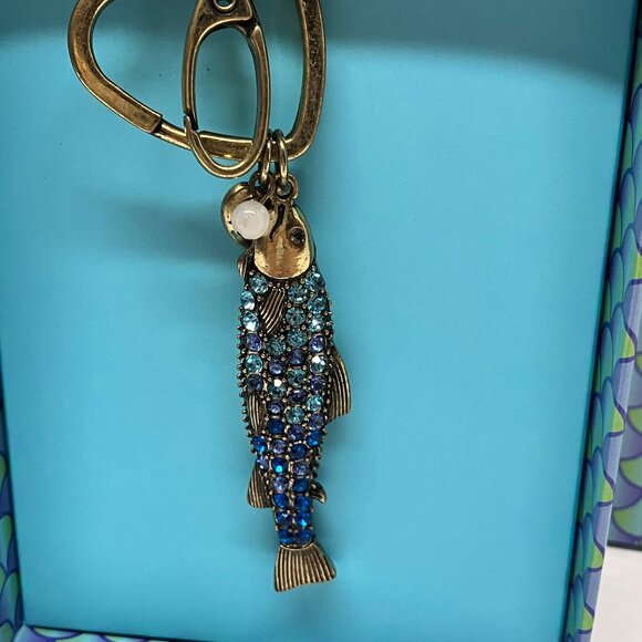 Betsey Johnson Mermaid Jewels Sardine Fish Key Fob Bag Charm Boxed - Picture 2 of 2